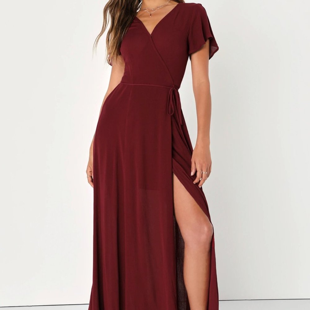 Lulu maroon wrap long dress never worn with tags XL